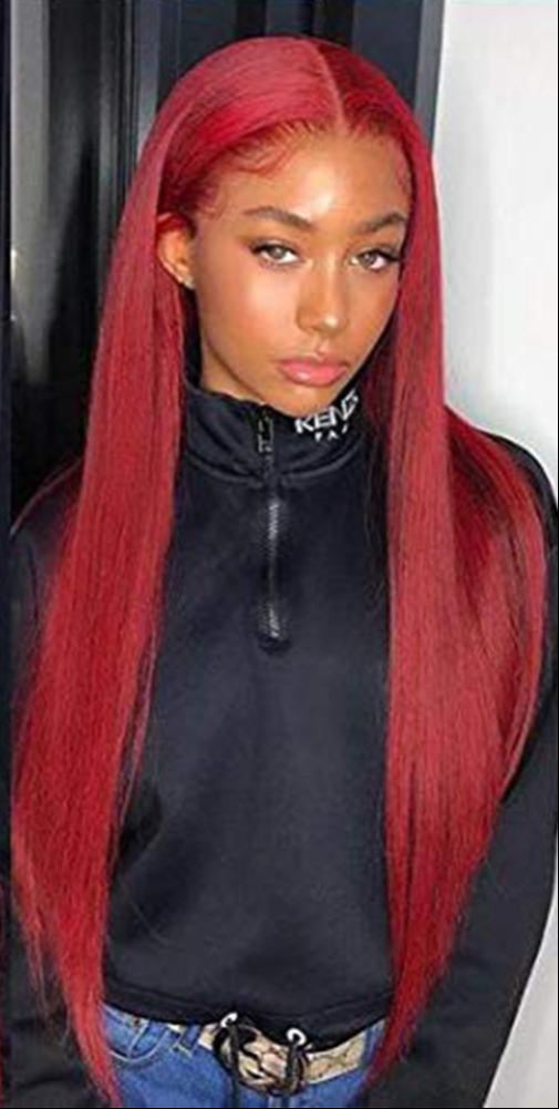 Virgin Hair Lace Front Wig - Silky Straight, Long Length, Light Brown Lace