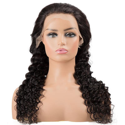 Beumax Hair Loose Deep Wave HD Transparent Lace Wig – 100% Brazilian Remy Human Hair, Pre-Plucked & Bleached Knots, 180% to 220% Density