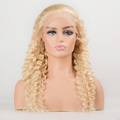 Beumax 613 Blonde Deep Wave Lace Front Wig - 100% Brazilian Remy Human Hair, Pre-Plucked, 180% Density, 8-30 Inches