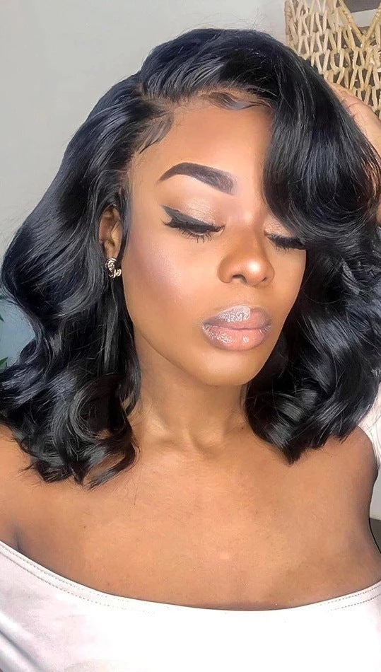 Women's Fashion Black Split Short Curly Synthetic Wig – Natural Look, High-Temperature Fiber