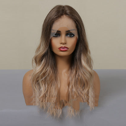 Women’s Front Lace Middle Part Long Curly Wig – 24-Inch High-Temperature Silk