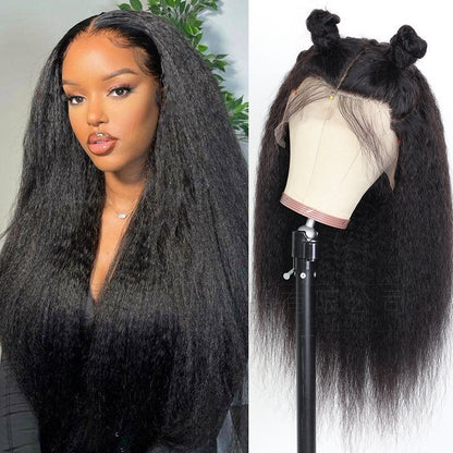 Women’s Front Lace Yaki Straight Synthetic Wig – 24-Inch T Part Lace