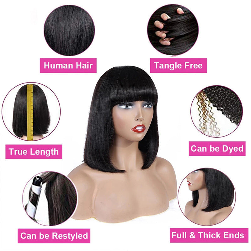 Women’s Hand-Cranked Wavy Hair Wig – Real Human Hair, Natural & Comfortable, Medium to Long Length