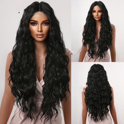 Long Curly Middle-Part Wig – High-Temperature Silk for Women