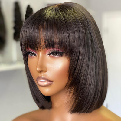 Su Bob's Natural Human Hair Lace Wig – 10 Inch, Dyeable and Ironable