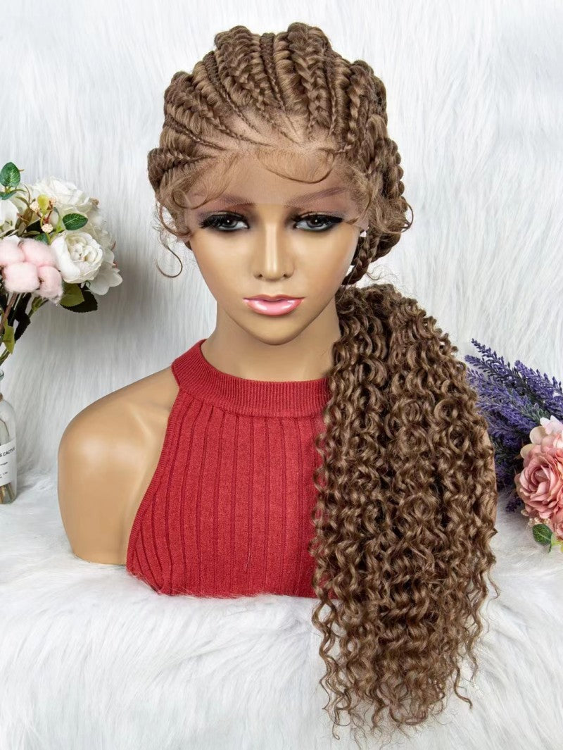 Elegant Lace Braided Hand-woven African Wig – Versatile Colors for Exquisite Styles