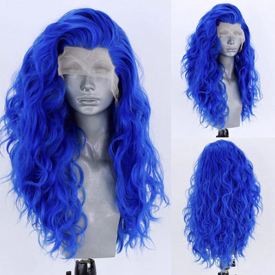 Hand Hook Front Micro-roll Big Wave Full Lace Wig – High Temperature Fiber, Dyeable & Ironable, Vibrant Colors, Perfect for All Skin Tones