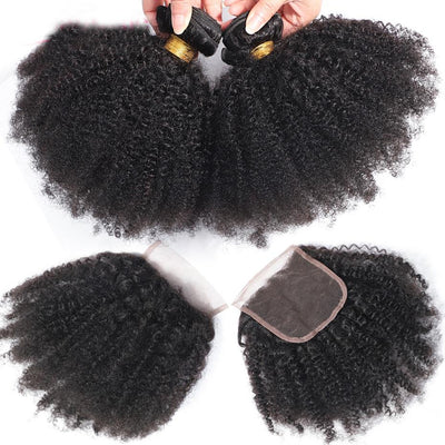 10A Virgin Human Hair Extension Bundles with Closure – Straight, Natural Look