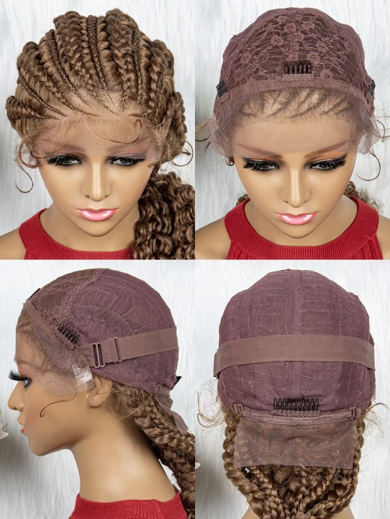Elegant Lace Braided Hand-woven African Wig – Versatile Colors for Exquisite Styles