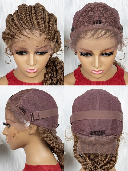 Elegant Lace Braided Hand-woven African Wig – Versatile Colors for Exquisite Styles