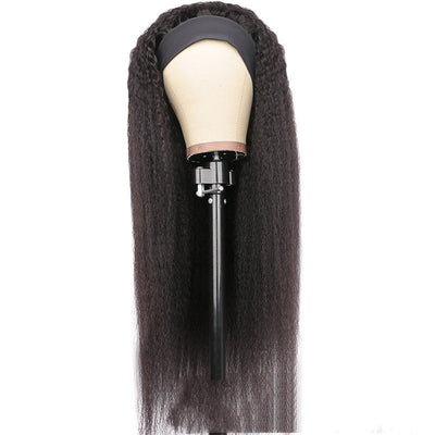 Elegant Strap Black Real Hair Ice Ribbon Wig - Versatile Styles for Fashionable Women