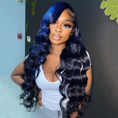 Highlight Body Wave Human Hair Lace Front Wig – Real Human Hair, Customizable Bangs, Suitable for All Skin Tones & Face Shapes