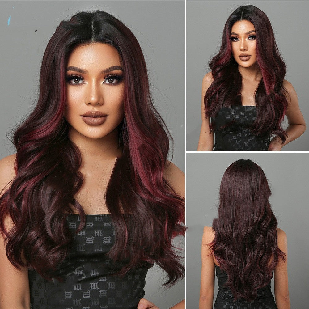 Chic Reddish Brown Middle Long Curly Wig - Star Fashion High Temperature Silk