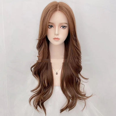 Stylish Linen Front Lace Wig – Natural Long Curly Look in Diverse Shades for Women