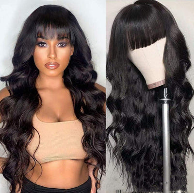 Body Wave Full Machine-Made Non-Lace Wig – 100% Human Hair, 12-30 Inches