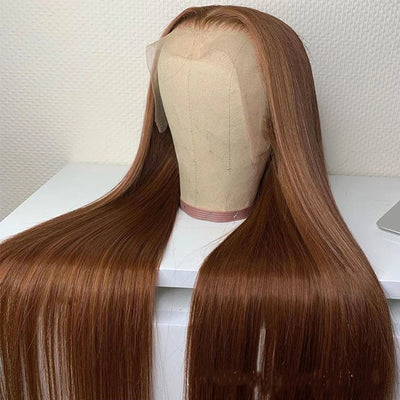 Brown Human Hair Wig – 13x6 Lace, 150% Density, Medium to Long Length