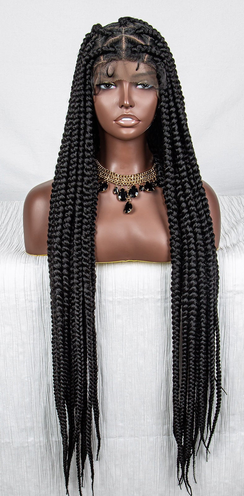 Full Lace Braid Headgear Wig | All Hand Weaving | High-Temperature Silk | Even & Oblique Bangs | Available in 1B, 1B/Red