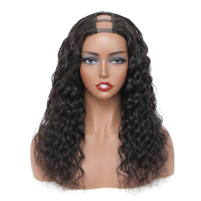 Beumax Brazilian Water Wave 10A Grade Remy Human Hair Wig – Long, Natural Black, Headband Style