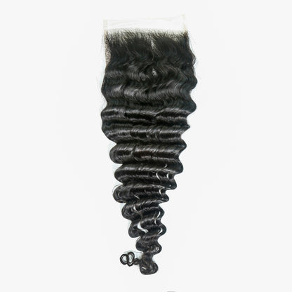 Hair 5x5 Transparent Lace Cloure Deep Wave Natural Black
