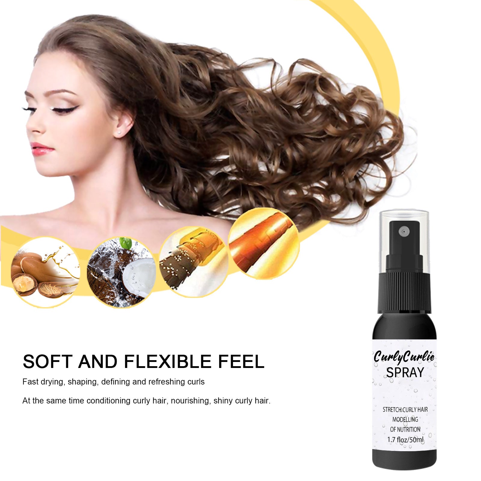 Curly Hair Styling Mist - Hydrating Curl Enhancer for Defined, Luscious Locks