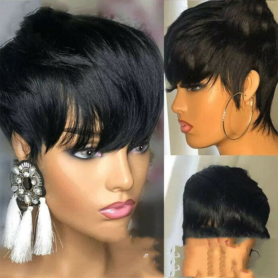 Sleek Pixie Cut Short Black Wig | Modern Female Headgear with Versatile Styling