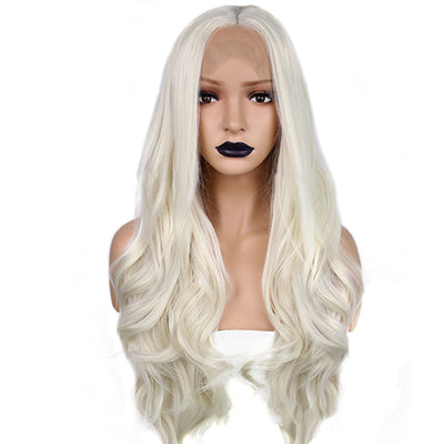 Beige 26-Inch Curly Hair Wig - Fashion Casual Style with High-Temperature Silk