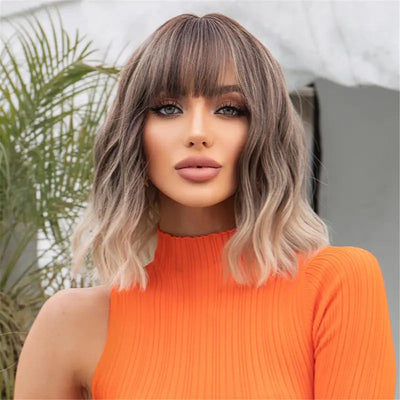 Clarity Wig - Short Curly Style with Bangs, 14", Lightweight & Comfortable