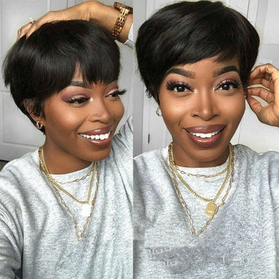 Sleek Pixie Cut Short Black Wig | Modern Female Headgear with Versatile Styling