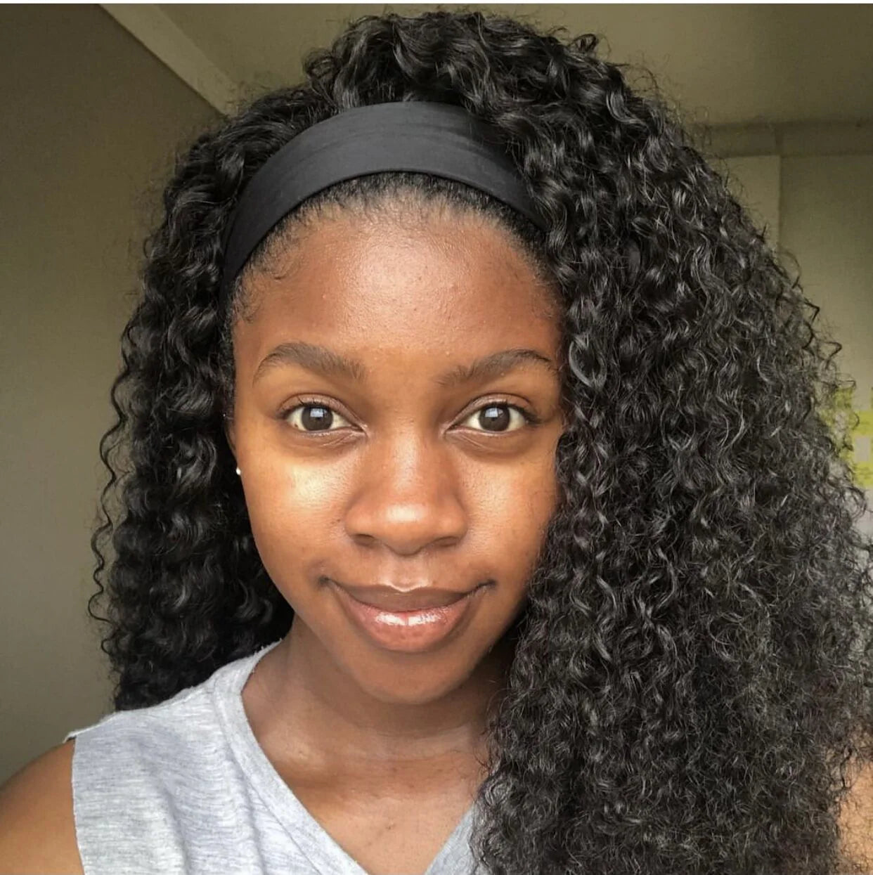 Hair 250% Density Headband Wig Curly Human Hair Wigs Gluelees Virgin Hair Wig