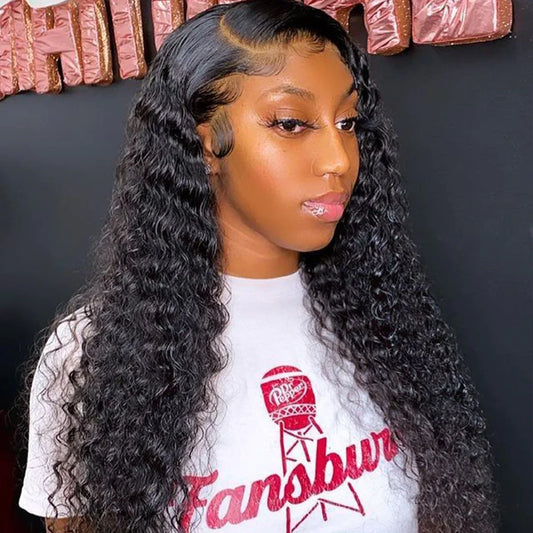 Hair 9A/10A/12A Deep Wave Human Hair 3 Bundles with 13x4 Lace Frontal