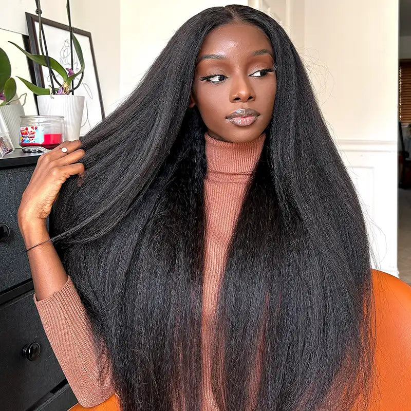 Hair 9A/10A/12A Kinky Straight Human Hair 3 Bundles with 13x4 Lace Frontal