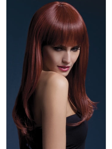 Sienna Wig - Auburn Long Feathered with Fringe: Professional Synthetic Wig