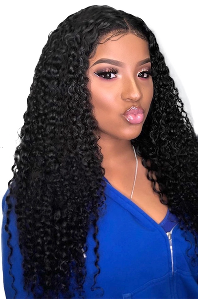 Customizable Kinky Curly 4x4 Lace Front Human Hair Wig – Brazilian Remy Hair for a Bold, Natural Look