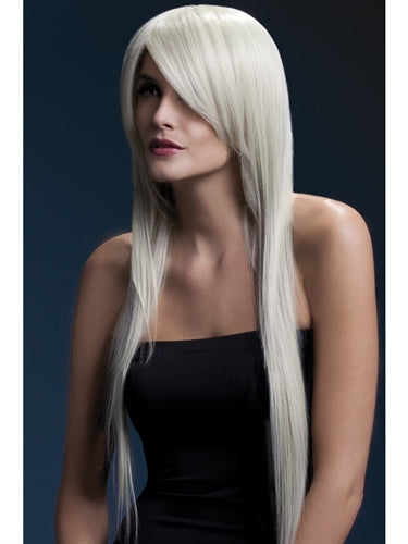 Blonde Long Straight Wig with Feathered Fringe - Heat-Resistant, Adjustable, Professional Quality