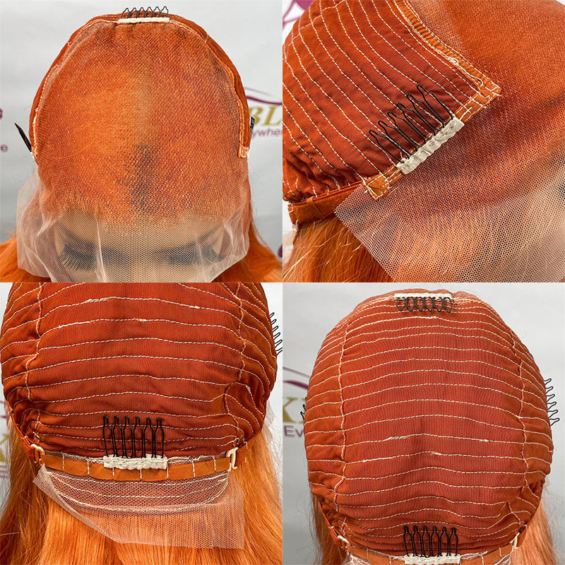 Hair 13x6 Ginger Orange Short Bob Wig Human Hair Lace Front Wig
