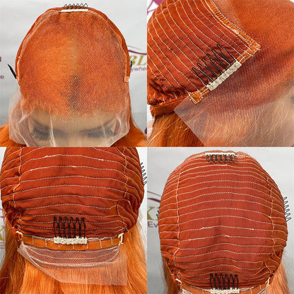 Hair 13x6 Ginger Orange Short Bob Wig Human Hair Lace Front Wig