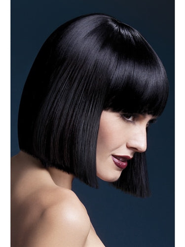 Lola Wig – Sleek Black Blunt Cut with Fringe, Heat Resistant Synthetic Professional Wig