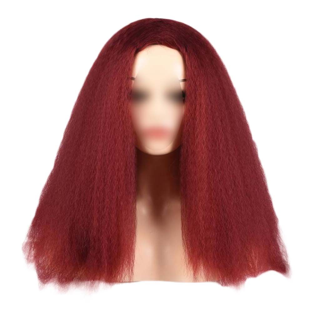 Wine Red Afro Yaki Wig – Long Fluffy Synthetic Hair, 24 Inch
