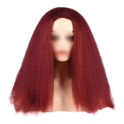 Wine Red Afro Yaki Wig – Long Fluffy Synthetic Hair, 24 Inch