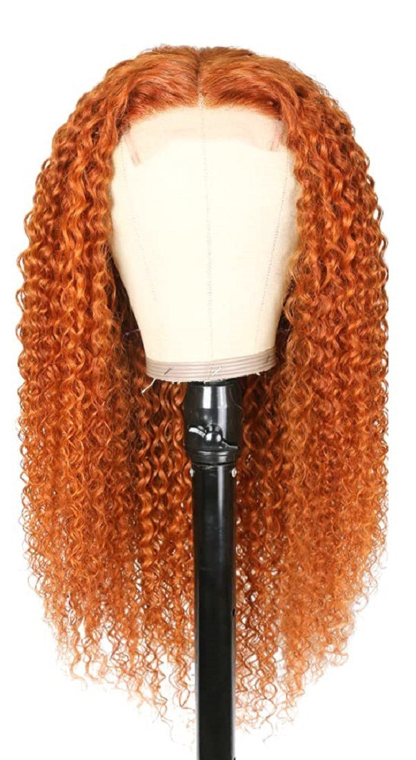Front Lace Small Curly Orange Hair Wig | 26"-14" | High-Temperature Fiber | Half Hand-Woven | Perfect for Any Skin Tone