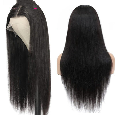 Luxurious Straight Human Hair Headpiece Wig – Versatile and Elegant