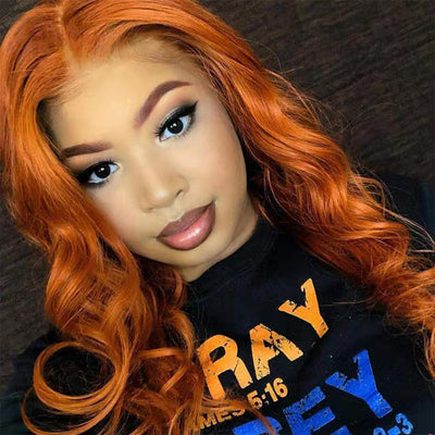 European & American Dark Orange Wig Hair Set – Real Human Hair, Smooth Texture, Dyeable, 150% & 180% Density, Exotic Style