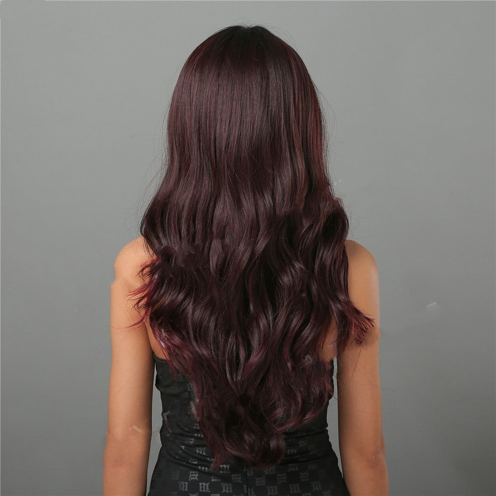 Chic Reddish Brown Middle Long Curly Wig - Star Fashion High Temperature Silk