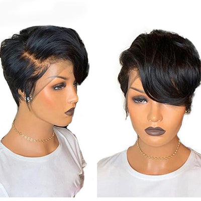 Elegant Short Human Hair Wig with Lace Head Cover – Natural Look