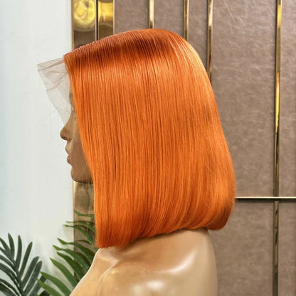 Hair 13x6 Ginger Orange Short Bob Wig Human Hair Lace Front Wig