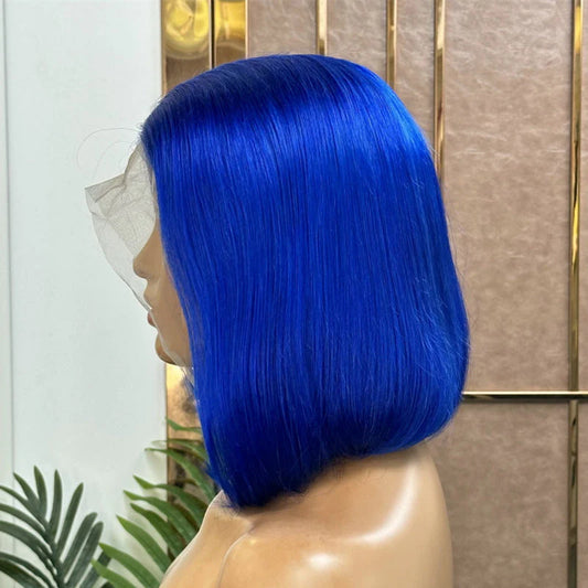 Hair Short Straight Lace Front Wig 13x6 Dark Blue Straight Lace Front Bob Wigs