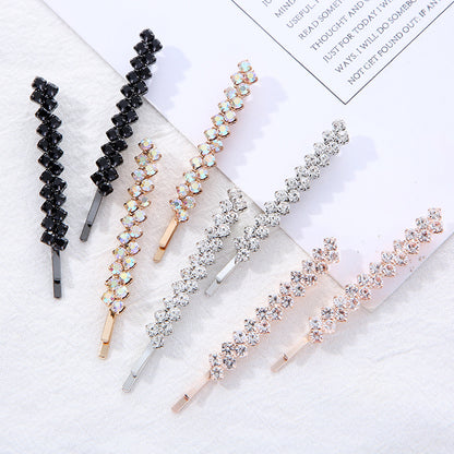 Elegant Rhinestone Polka Dot Hairpins - Electroplated Black, Gold, Silver, and Rose Gold