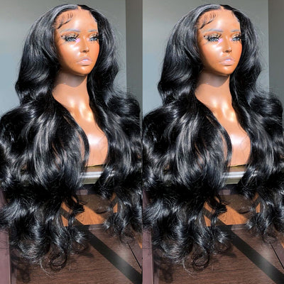 100% Brazilian Human Hair Wig – Natural Color, Deep Parting Space