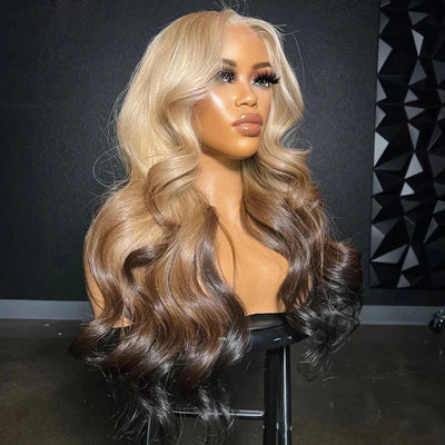 High-Quality Honey Blonde Loose Wave Lace Front Wig for Women | Long Curly Hair with Side Bangs | Natural Look & Versatile Styling