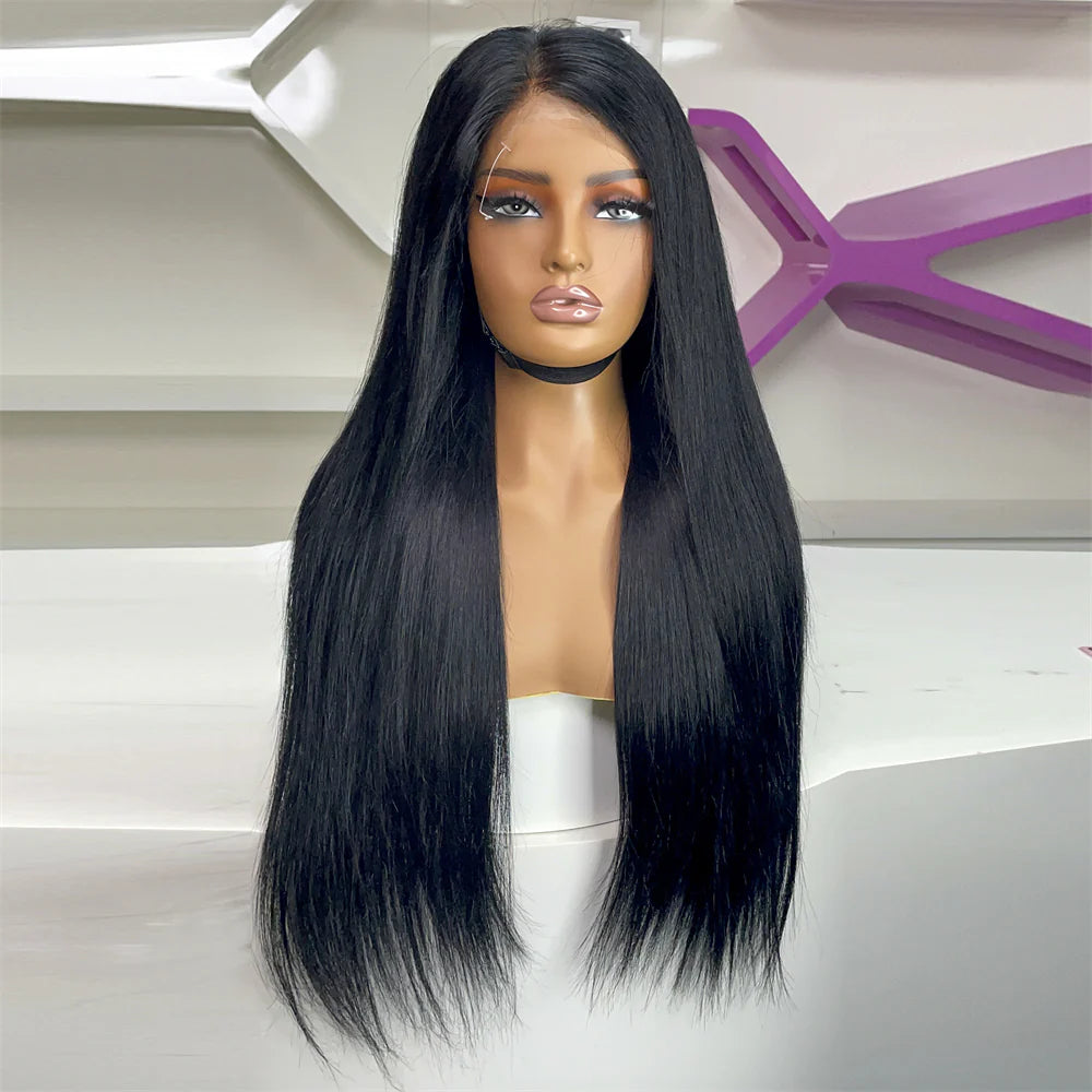 Hair Jet Black #1 Straight Lace Closure Wig 4x4/5x5/6x6 HD Lace Closure Wig Pre-plucked Human Hair Wig